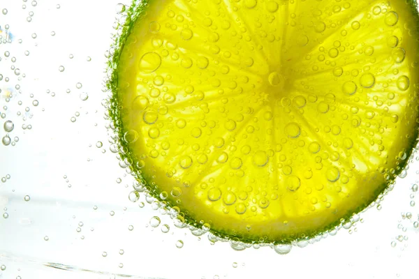 Lime slice in water — Stock Photo, Image