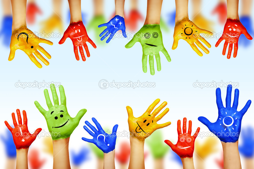 hands of different colors. cultural and ethnic diversity