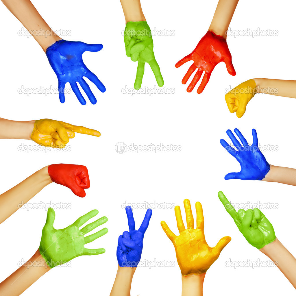 Hands of different colors. cultural and ethnic diversity