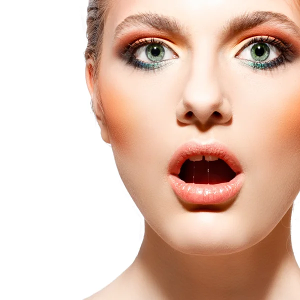 Magnificent portrait of a beautiful young woman with perfect skin closeup — Stock Photo, Image