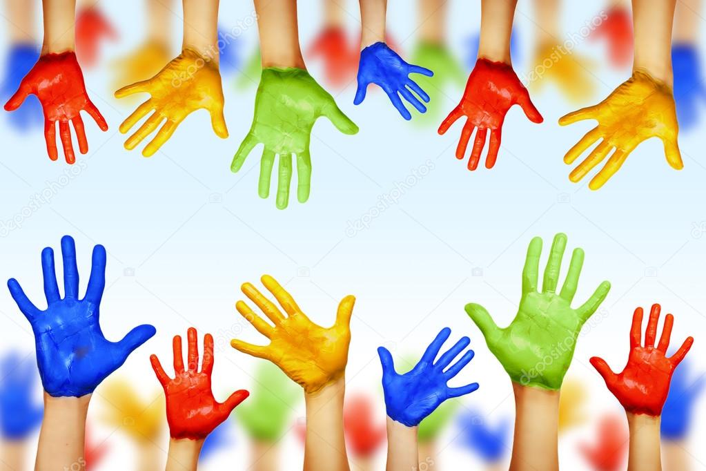 hands of different colors. cultural and ethnic diversity