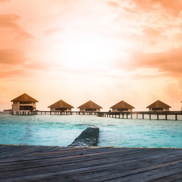 Over water bungalows with steps — Stock Photo, Image