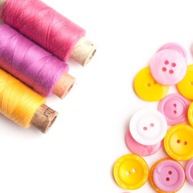 portre, iş parçacığı ve düğmeler