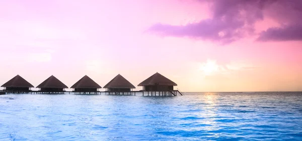 Sunset on Maldives island, — Stock Photo, Image