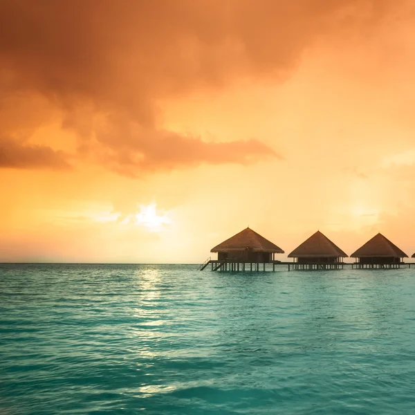 Over water bungalows with steps Stock Image
