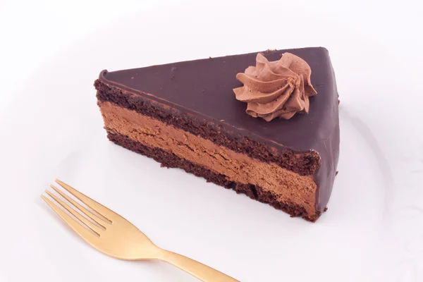 Una rebanada de pastel de chocolate —  Fotos de Stock