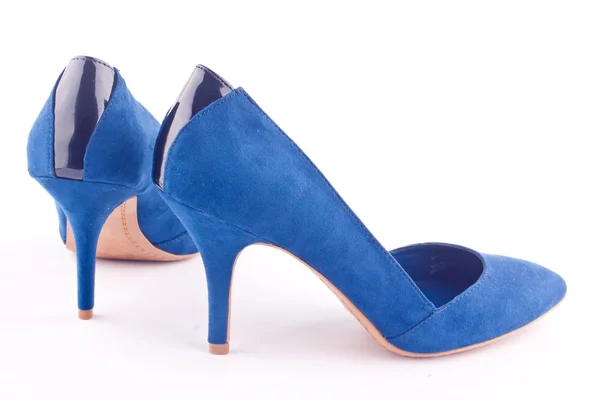 Modré vysoké boty na podpatku — Stock fotografie