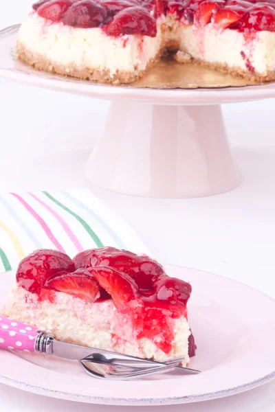 Tarta de queso fresa — Foto de Stock