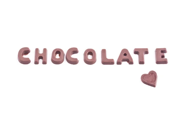 I love chocolate writing with chocolate letters — Stock Photo, Image