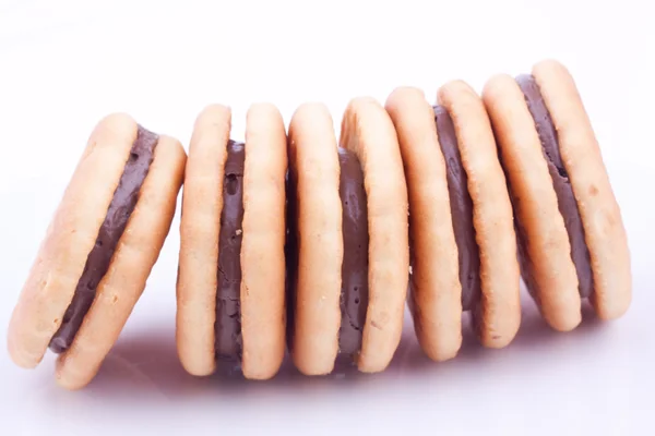 Sendvičové sušenky s čokoládovou šlehačkou — Stock fotografie