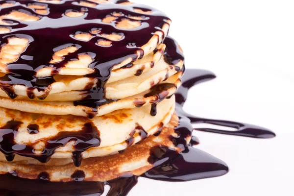 Stack of pancakes with chocolate — Stock Photo, Image