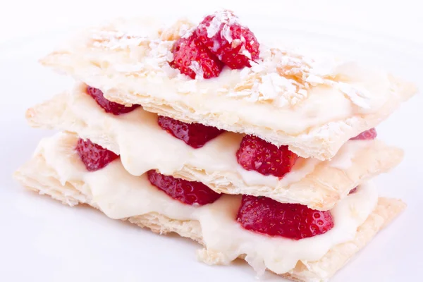Mille feuille cake with strawberry,puff cake — Stock Photo, Image