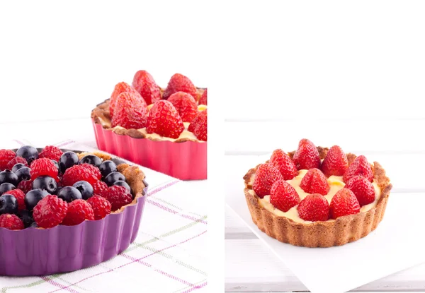 Strawberry, raspberry and blueberry tart — Stock Photo, Image