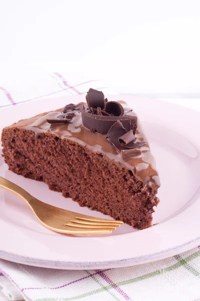 Una rebanada de pastel de chocolate — Foto de Stock