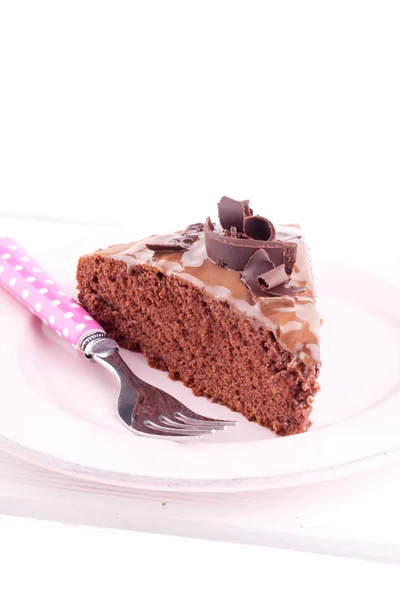 Una rebanada de pastel de chocolate — Foto de Stock