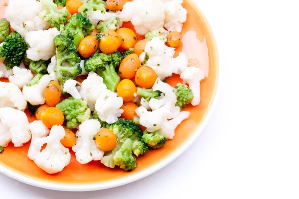 Kokt morot, broccoli och blomkål — Stockfoto