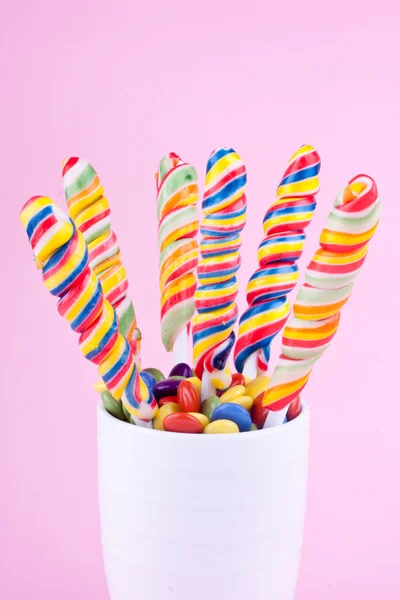 Lollipop and dragee candies — Stock Photo, Image