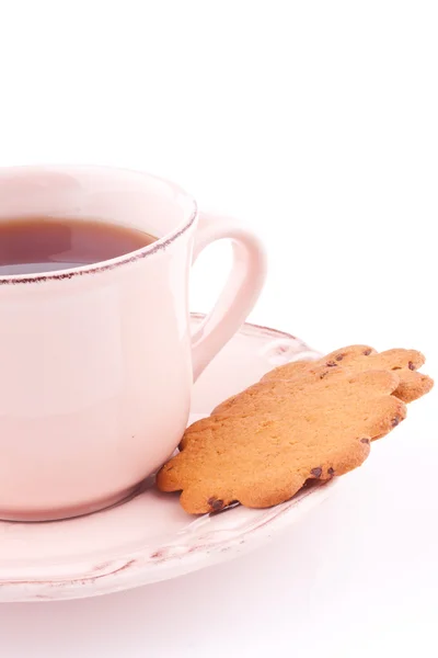 A cup of tea and thin biscuit — Stock Photo, Image
