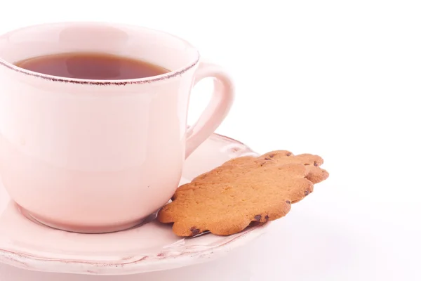 A cup of tea and thin biscuit — Stock Photo, Image