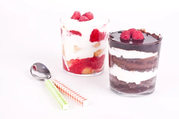 Raspberry and chocolate trifle — Stock Photo, Image