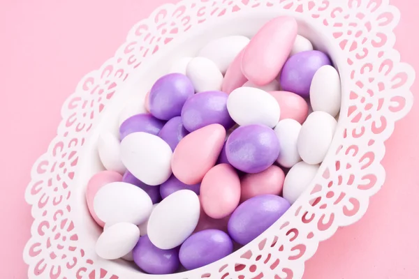 Sugar coated almond and chocolate candy — Stock Photo, Image