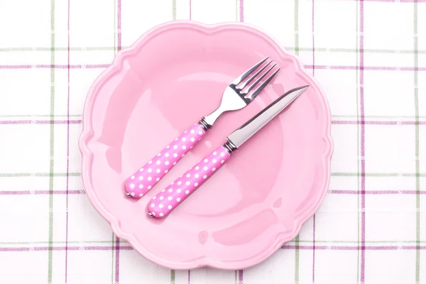 Assiette et fourchette vides, couteau — Photo