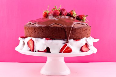 Çilekli çikolatalı pasta.