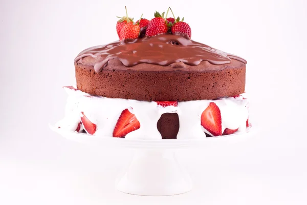 Torta al cioccolato con fragola — Foto Stock