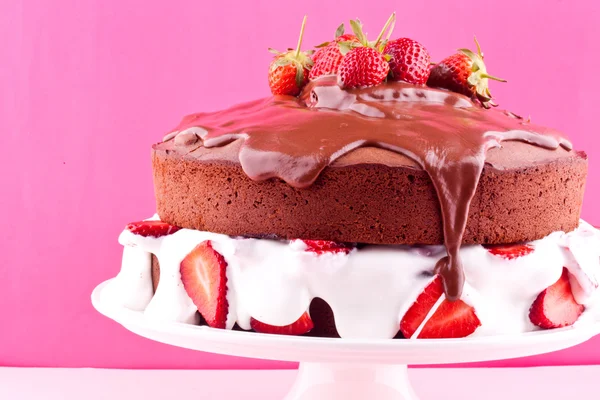 Chocolate cake with strawberry — Stock Photo, Image