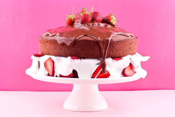 Chocolate cake with strawberry — Stock Photo, Image