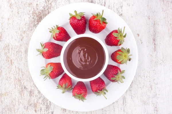 Chocolade fondue en aardbei — Stockfoto