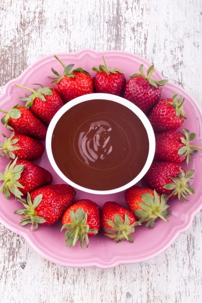 Fondue de chocolate y fresa —  Fotos de Stock