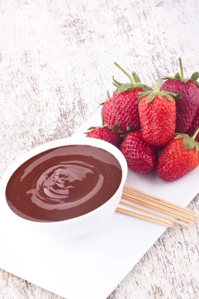 Fondue σοκολάτας και φράουλα — Φωτογραφία Αρχείου
