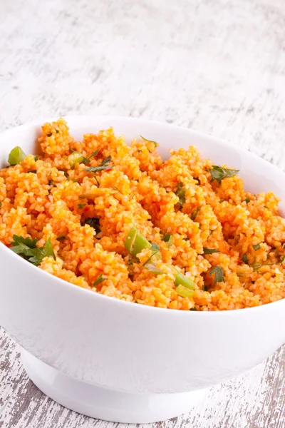 Kisir, Bulgur salad with tomato paste, parsley and onion — Stock Photo, Image