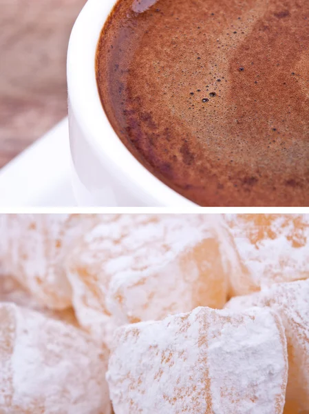 Turkish coffee and turkish delight — Stock Photo, Image