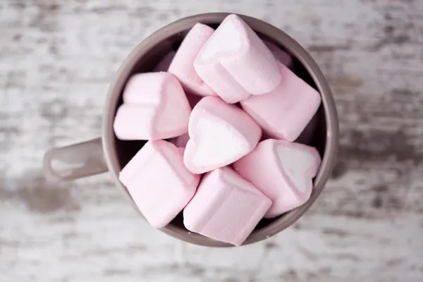 Marshmallows cardíacos — Fotografia de Stock