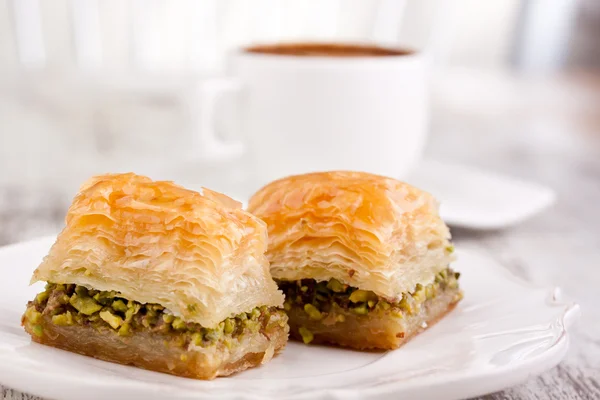 Baklava y café turco — Foto de Stock