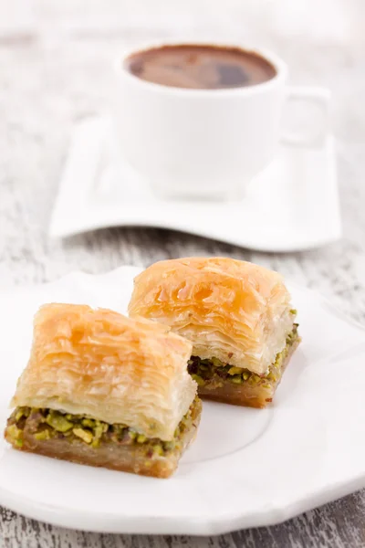 Baklava y café turco — Foto de Stock