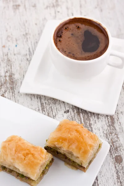 Baklavu a turecká káva — Stock fotografie