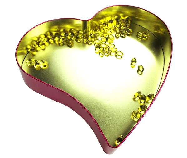 Heart filled with omega 3 — Stock Photo, Image