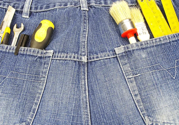 Tasca porta attrezzi e jeans — Foto Stock