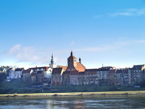 Panorama de Grudziadz no rio Wisla — Fotografia de Stock