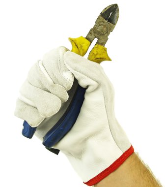 kesici ile sarı tel ve kolu elinde siyah.