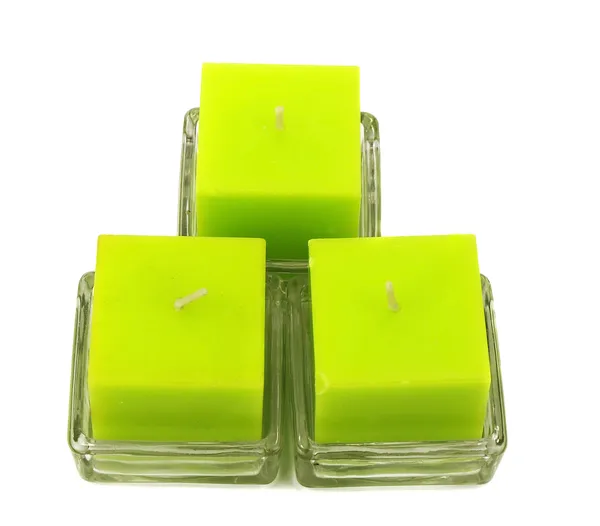 Three green candle — Stock Photo, Image