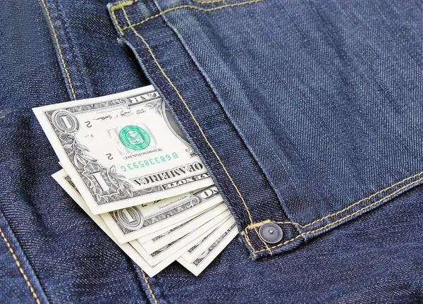 Money in jeans pocket — Stock Photo, Image