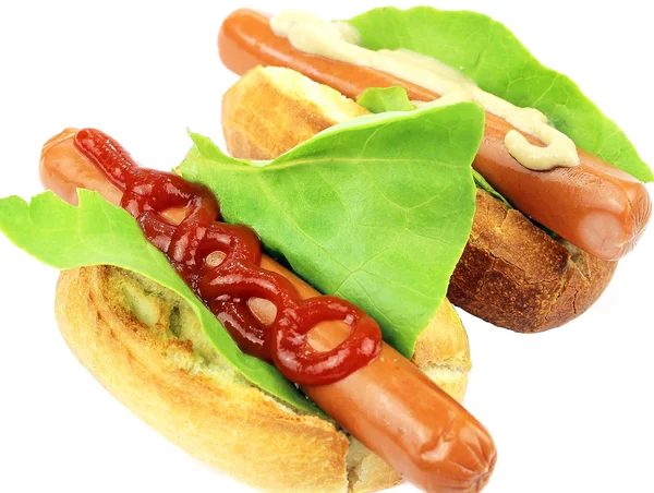 Chutné hot dog izolované na bílém — Stock fotografie