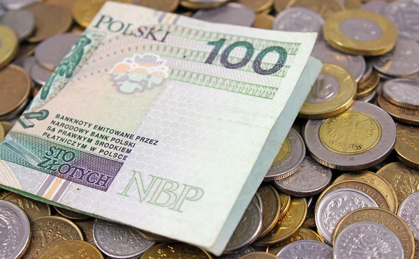 Polnischer Zloty pln - Banknoten und Münzen — Stockfoto