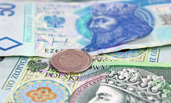 Polska zloty (Pln) valuta - sedlar och mynt — Stockfoto