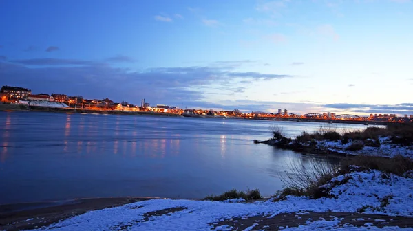 Cenário de inverno de Grudziadz no rio de Vistula na Polônia — Fotografia de Stock