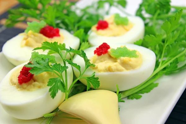 Eggs with caviar — Stock Photo, Image